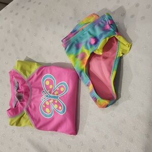 Miss Attitude Girls Pink, Yellow, and blue  2 Piece Swimwear  size 4/5